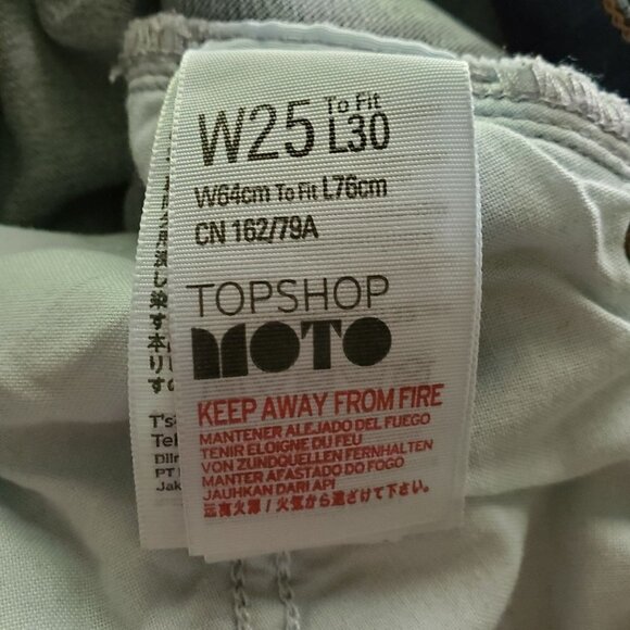 TOP Shop Moto Jamie Medium Wash Stretch High Rise Skinny Leg Denim Jeans Size 25 - Picture 7 of 9